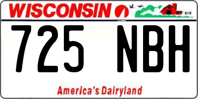 WI license plate 725NBH