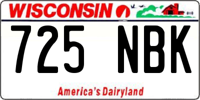 WI license plate 725NBK