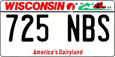 WI license plate 725NBS