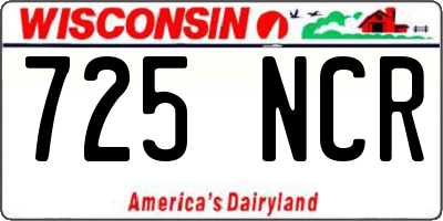 WI license plate 725NCR