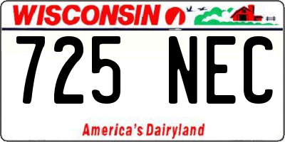 WI license plate 725NEC