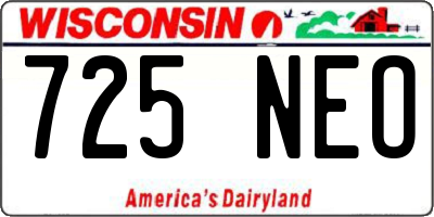 WI license plate 725NEO