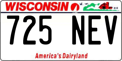WI license plate 725NEV