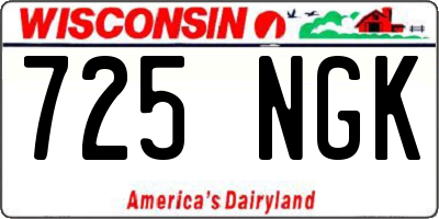 WI license plate 725NGK