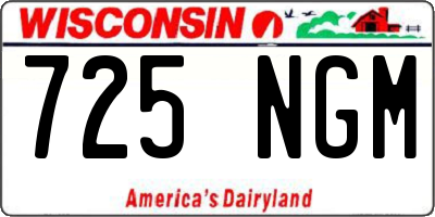 WI license plate 725NGM