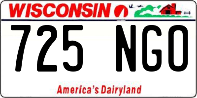 WI license plate 725NGO