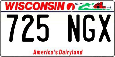 WI license plate 725NGX