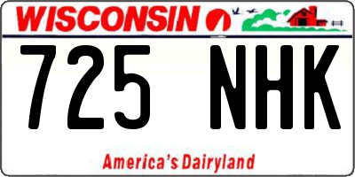 WI license plate 725NHK