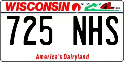 WI license plate 725NHS