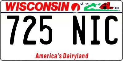 WI license plate 725NIC