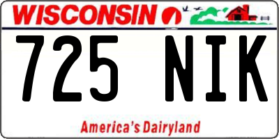 WI license plate 725NIK