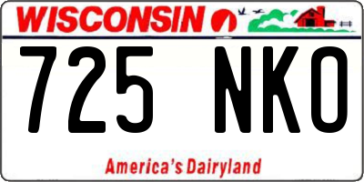 WI license plate 725NKO