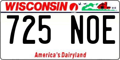 WI license plate 725NOE