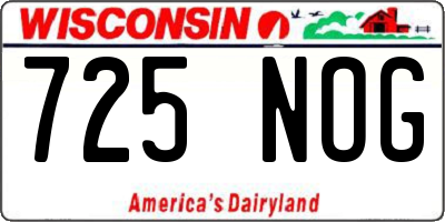 WI license plate 725NOG