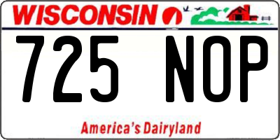 WI license plate 725NOP