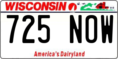 WI license plate 725NOW