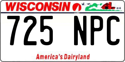 WI license plate 725NPC