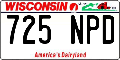 WI license plate 725NPD