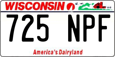 WI license plate 725NPF
