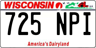 WI license plate 725NPI