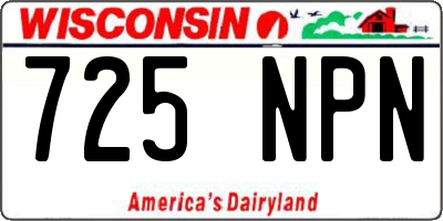 WI license plate 725NPN