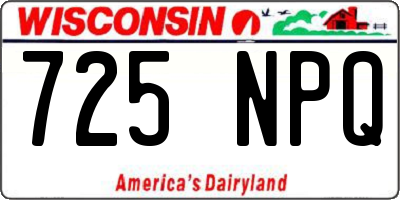 WI license plate 725NPQ
