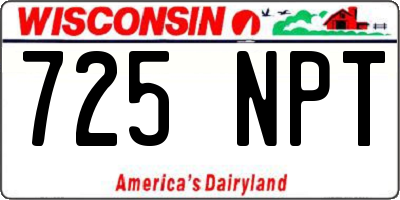 WI license plate 725NPT