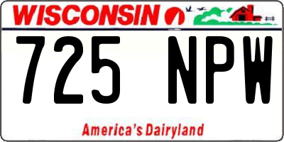 WI license plate 725NPW