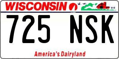 WI license plate 725NSK