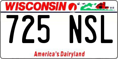 WI license plate 725NSL