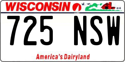 WI license plate 725NSW