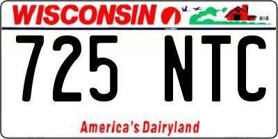 WI license plate 725NTC