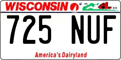 WI license plate 725NUF