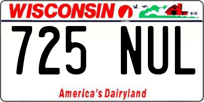 WI license plate 725NUL