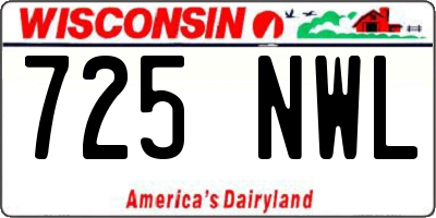 WI license plate 725NWL