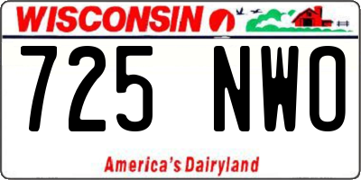 WI license plate 725NWO