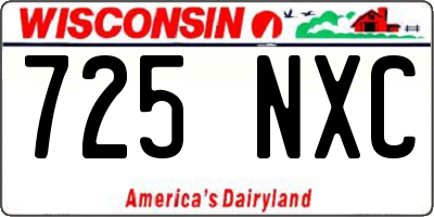 WI license plate 725NXC