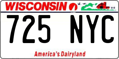 WI license plate 725NYC