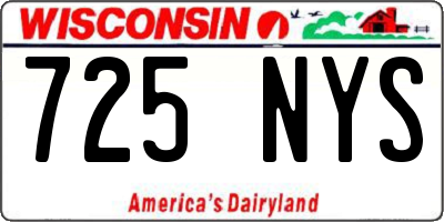 WI license plate 725NYS