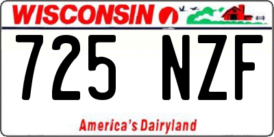 WI license plate 725NZF