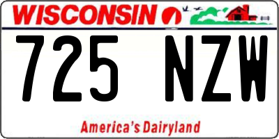 WI license plate 725NZW
