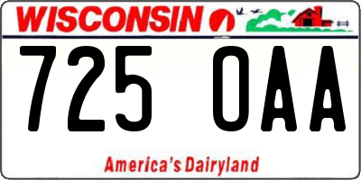 WI license plate 725OAA