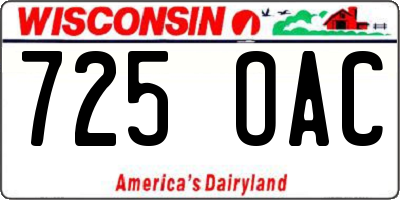 WI license plate 725OAC