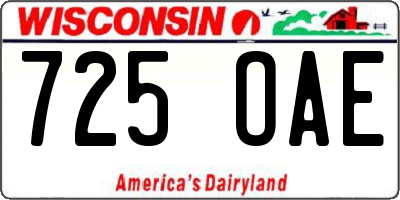 WI license plate 725OAE