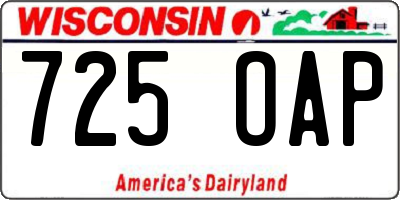 WI license plate 725OAP