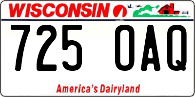 WI license plate 725OAQ
