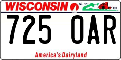 WI license plate 725OAR