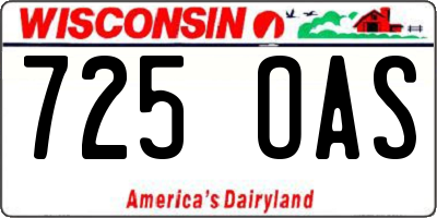 WI license plate 725OAS