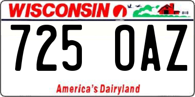 WI license plate 725OAZ