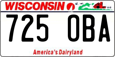 WI license plate 725OBA